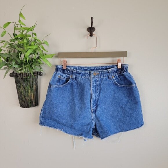 Vintage Double L.L. Bean Comfort Elastic Waist High Rise Cutoff Jean Shorts 4 - Picture 1 of 11